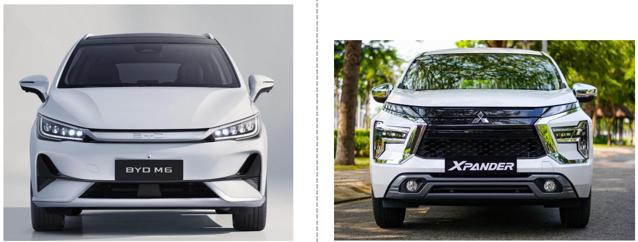 so sánh byd m6 và Xpander đầu xe
