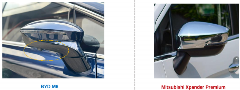 so sánh byd m6 và Xpander gương