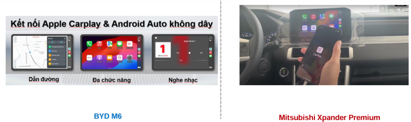 so sánh byd m6 và Xpander kết nối không dây