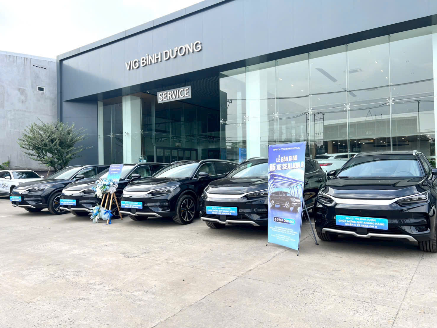 Mặt tiền showroom BYD VIG Bình Dương trong lễ bàn giao xe BYD Sealion