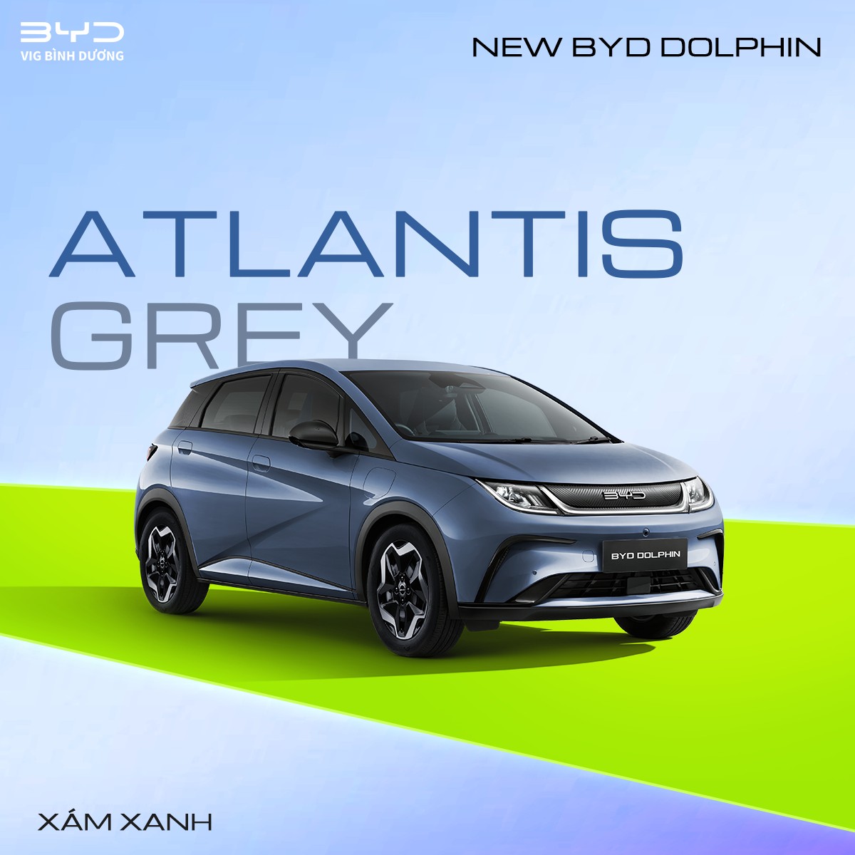 Màu xe BYD Dolphin 2026 Atlantis Grey (Xám xanh)