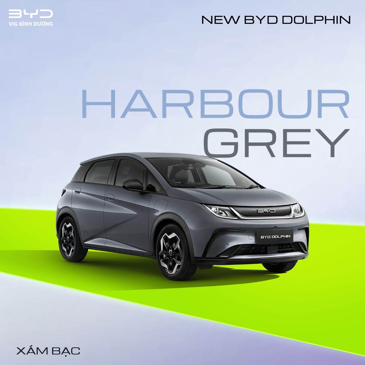 Màu xe BYD Dolphin 2026 Harbour Grey (Xám bạc)