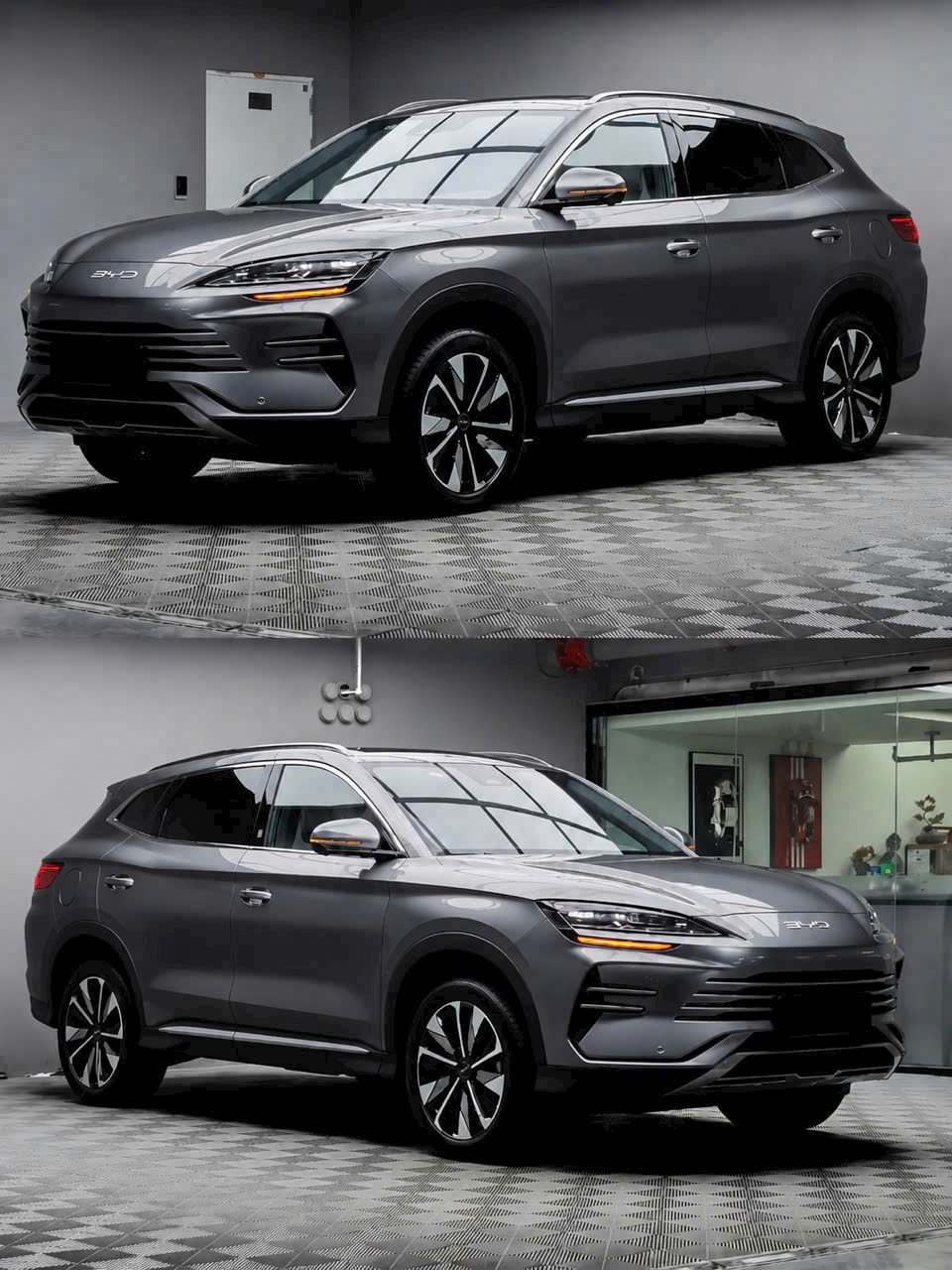 BYD Sealion 6 MY26 màu xám nhìn từ hai góc trước — ảnh thực tế